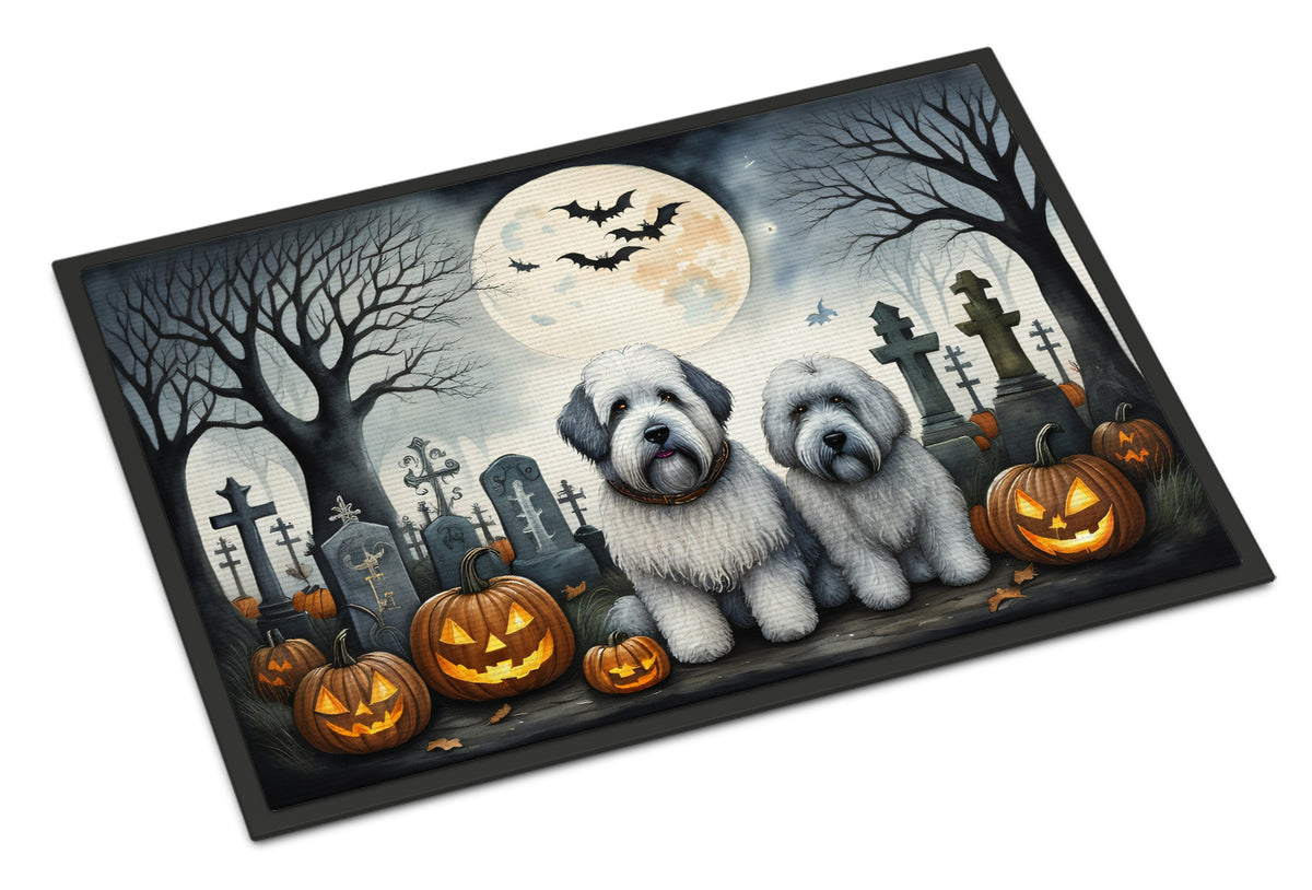 Caroline's Treasures DAC2071MAT Old English Sheepdog Spooky Halloween Doormat 18x27 Front Door Mat Indoor Outdoor Rugs for Entryway, Non Slip Washable Low Pile, 18H X 27W