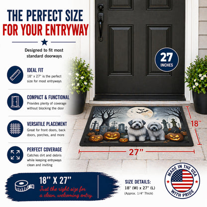 Caroline's Treasures DAC2071MAT Old English Sheepdog Spooky Halloween Doormat 18x27 Front Door Mat Indoor Outdoor Rugs for Entryway, Non Slip Washable Low Pile, 18H X 27W