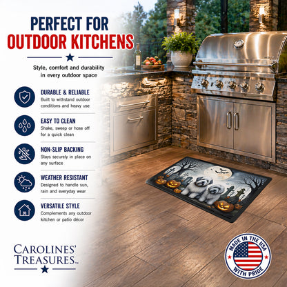 Caroline's Treasures DAC2071MAT Old English Sheepdog Spooky Halloween Doormat 18x27 Front Door Mat Indoor Outdoor Rugs for Entryway, Non Slip Washable Low Pile, 18H X 27W