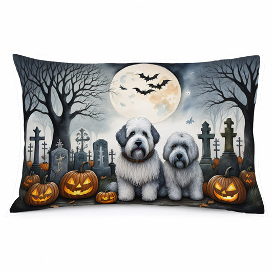 Caroline's Treasures DAC2071PILLOWCASE Old English Sheepdog Spooky Halloween Fabric Standard Pillowcase Lightweight Super Soft Easy Care Decorative Artwork Pillowcase, Standard
