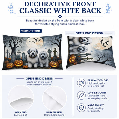 Caroline's Treasures DAC2071PILLOWCASE Old English Sheepdog Spooky Halloween Fabric Standard Pillowcase Lightweight Super Soft Easy Care Decorative Artwork Pillowcase, Standard