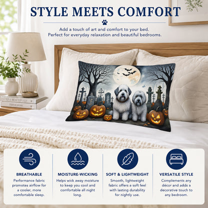 Caroline's Treasures DAC2071PILLOWCASE Old English Sheepdog Spooky Halloween Fabric Standard Pillowcase Lightweight Super Soft Easy Care Decorative Artwork Pillowcase, Standard