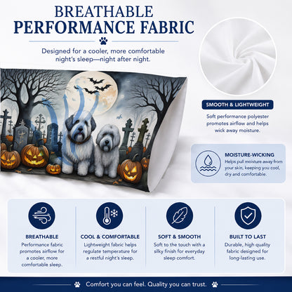 Caroline's Treasures DAC2071PILLOWCASE Old English Sheepdog Spooky Halloween Fabric Standard Pillowcase Lightweight Super Soft Easy Care Decorative Artwork Pillowcase, Standard