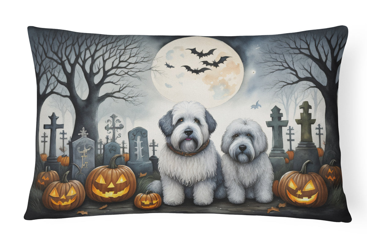 Caroline's Treasures DAC2071PW1216 Old English Sheepdog Spooky Halloween Fabric Decorative Pillow Machine Washable, Indoor Outdoor Decorative Pillow for Couch, Bed or Patio, 12HX16W