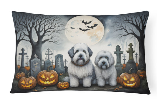 Caroline's Treasures DAC2071PW1216 Old English Sheepdog Spooky Halloween Fabric Decorative Pillow Machine Washable, Indoor Outdoor Decorative Pillow for Couch, Bed or Patio, 12HX16W