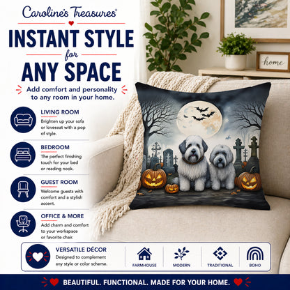Caroline's Treasures DAC2071PW1818 Old English Sheepdog Spooky Halloween Fabric Decorative Pillow Machine Washable, Indoor Outdoor Decorative Pillow for Couch, Bed or Patio, 18Hx18W