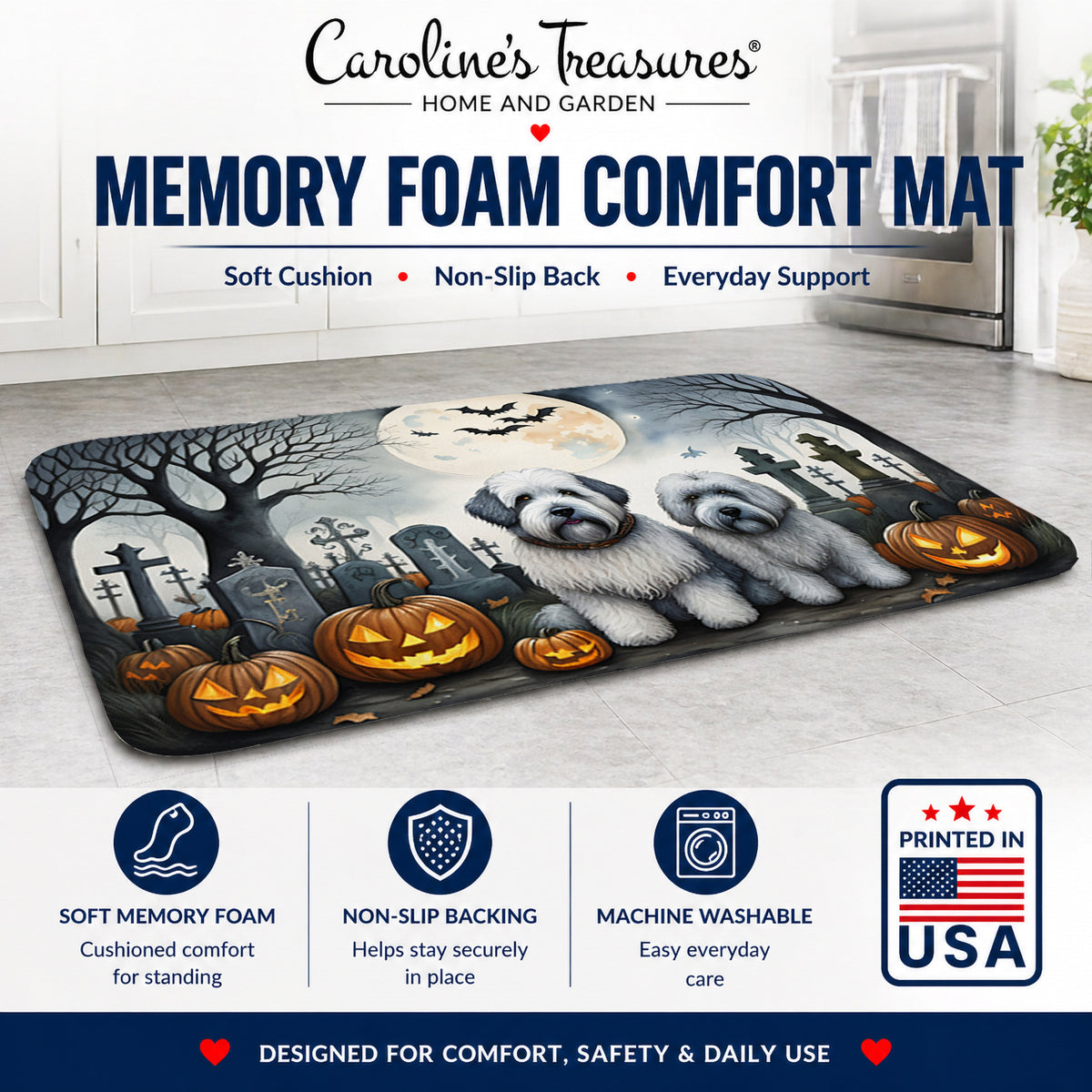Caroline's Treasures Old English Sheepdog Dogs Memory Foam Mat 19x27