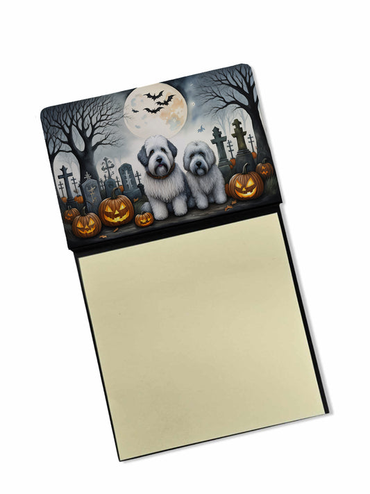 Caroline's Treasures Old English Sheepdog Spooky Halloween Sticky Note Holder Refillable Dispenser Self-Sticky Note Pads, Memo Pads Blank Desk Accessories