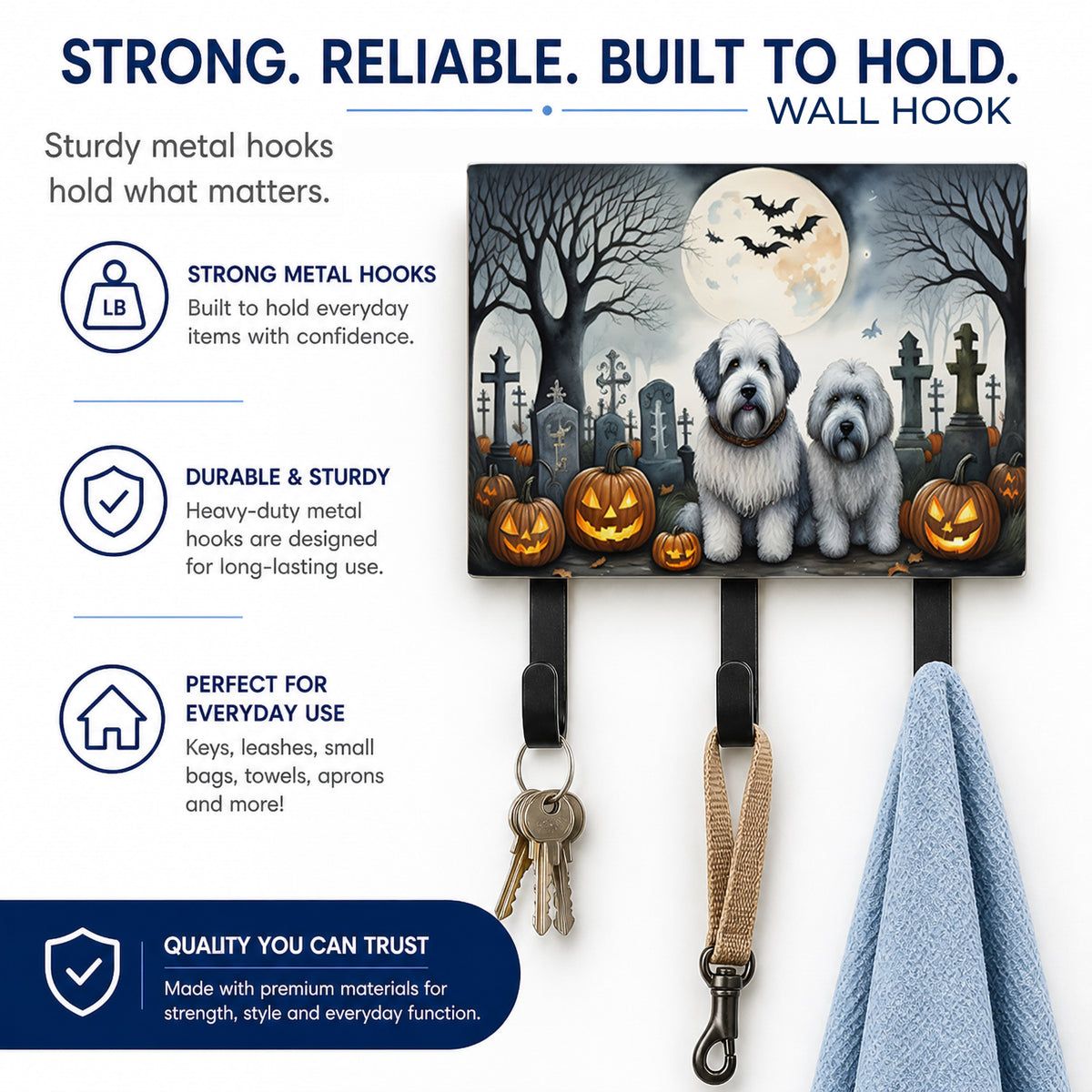 Caroline's Treasures Old English Sheepdog Dogs Ceramic Triple Wall Hook