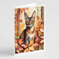Caroline's Treasures Abyssinian Cat in Fall Leaves Greeting Cards Pack of 8 Blank Cards with Envelopes Whimsical A7
