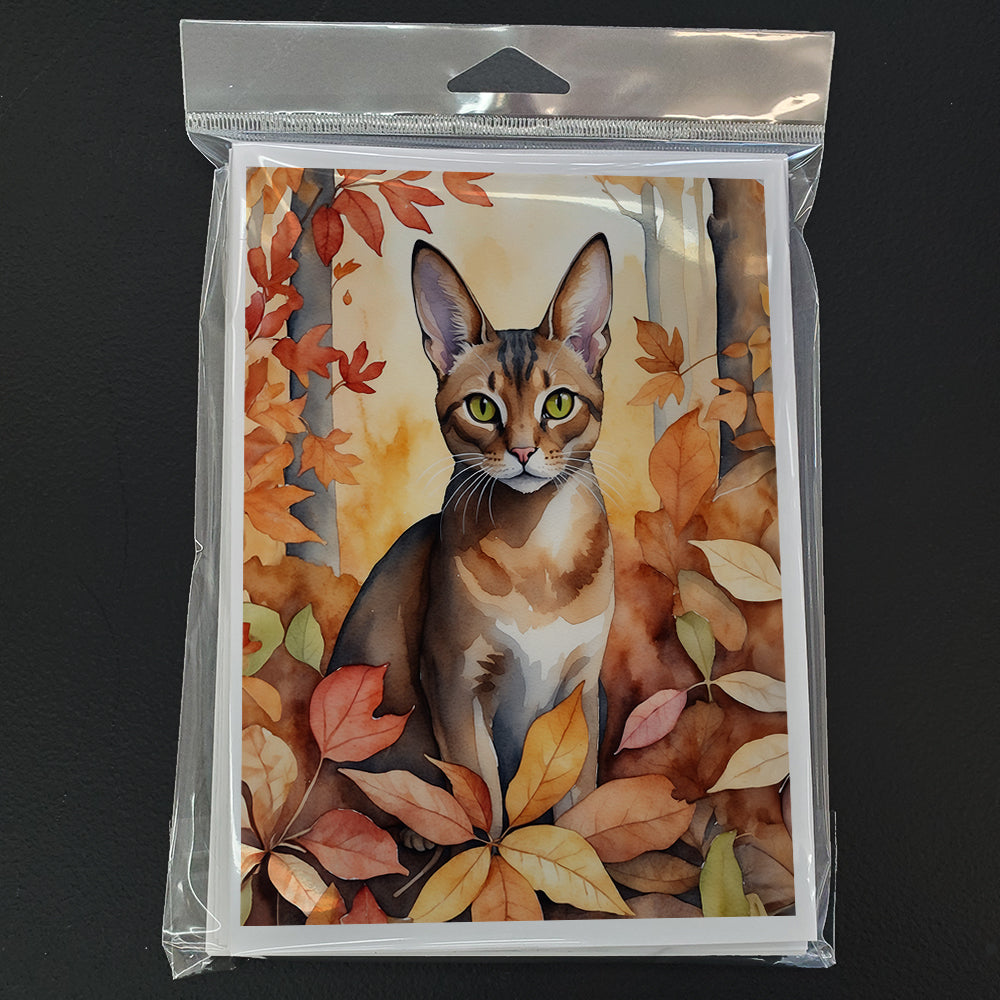 Caroline's Treasures Abyssinian Cat in Fall Leaves Greeting Cards Pack of 8 Blank Cards with Envelopes Whimsical A7 - image 3