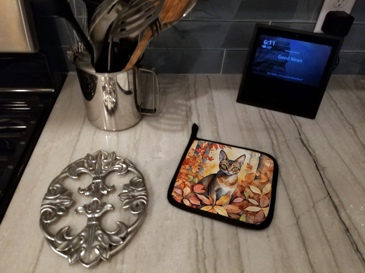 Caroline's Treasures Abyssinian Cat in Fall Leaves Pair of Pot Holders Kitchen Heat Resistant Pot Holders Sets Oven Hot - image 3