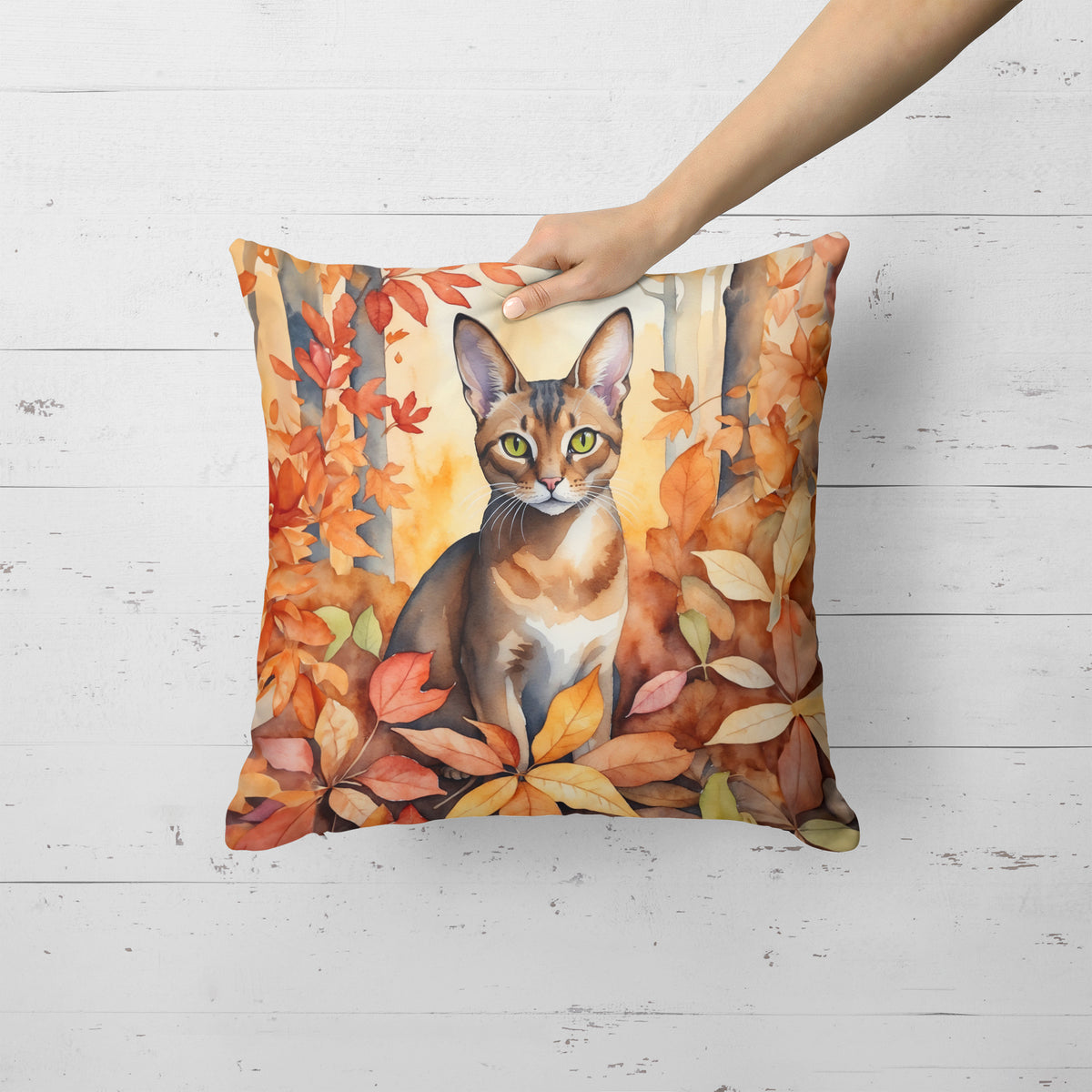Caroline's Treasures Abyssinian Cat in Fall Leaves Throw Pillow Machine Washable, Indoor Outdoor Decorative Pillow for - image 2