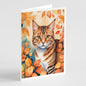Caroline's Treasures Aegean Cat in Fall Leaves Greeting Cards Pack of 8 Blank Cards with Envelopes Whimsical A7 Size