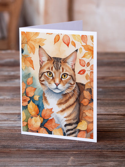 Caroline's Treasures Aegean Cat in Fall Leaves Greeting Cards Pack of 8 Blank Cards with Envelopes Whimsical A7 Size - image 2