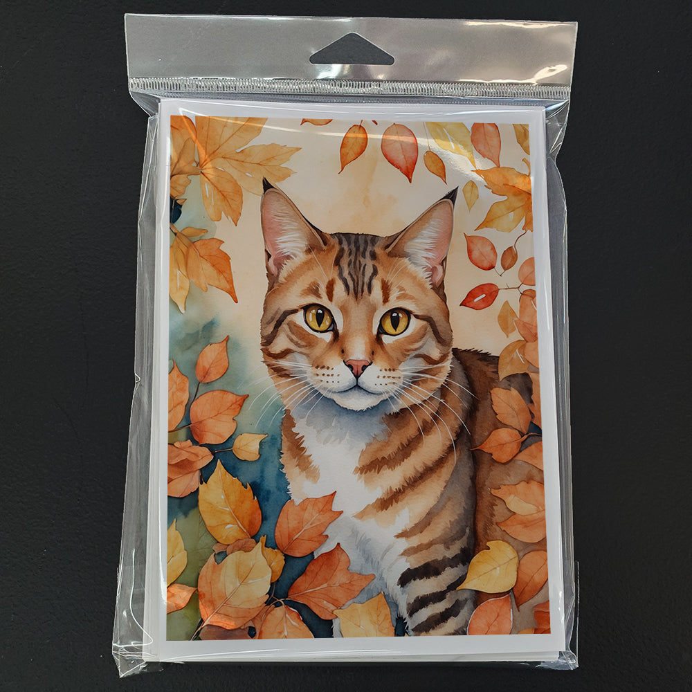 Caroline's Treasures Aegean Cat in Fall Leaves Greeting Cards Pack of 8 Blank Cards with Envelopes Whimsical A7 Size - image 3
