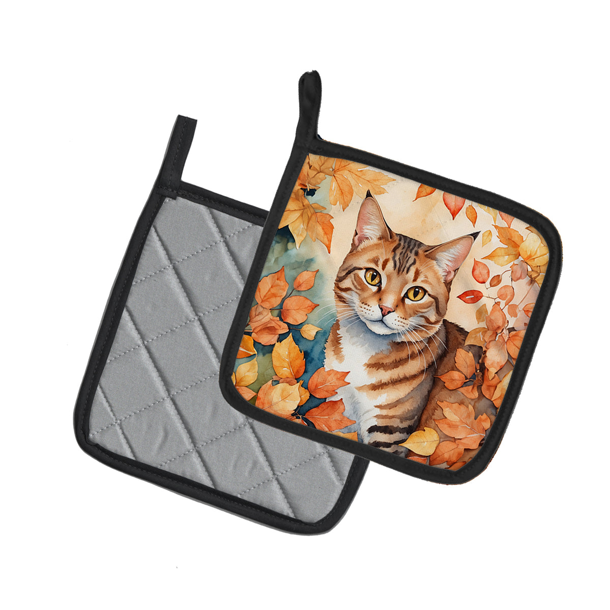 Caroline's Treasures Aegean Cat in Fall Leaves Pair of Pot Holders Kitchen Heat Resistant Pot Holders Sets Oven Hot - image 2