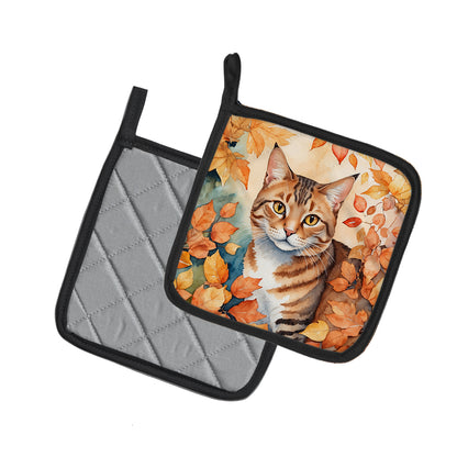 Caroline's Treasures Aegean Cat in Fall Leaves Pair of Pot Holders Kitchen Heat Resistant Pot Holders Sets Oven Hot - image 2
