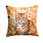 Caroline's Treasures Aegean Cat in Fall Leaves Throw Pillow Machine Washable, Indoor Outdoor Decorative Pillow for