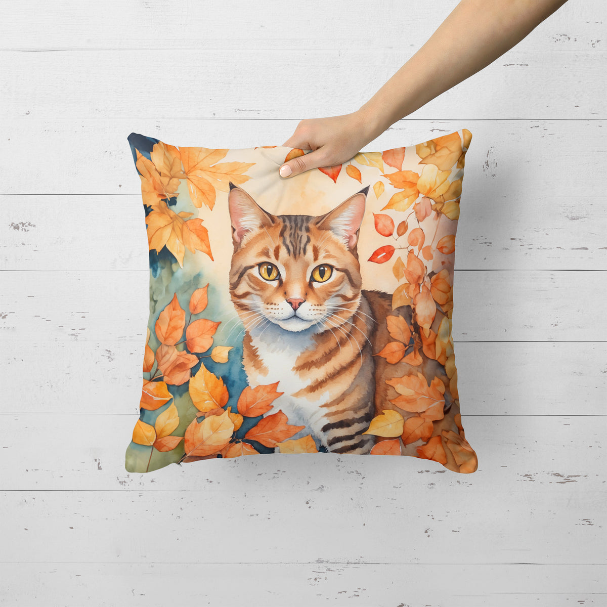 Caroline's Treasures Aegean Cat in Fall Leaves Throw Pillow Machine Washable, Indoor Outdoor Decorative Pillow for - image 2