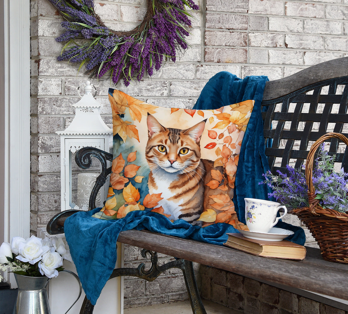 Caroline's Treasures Aegean Cat in Fall Leaves Throw Pillow Machine Washable, Indoor Outdoor Decorative Pillow for - image 4
