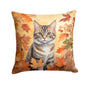 Caroline's Treasures American Bobtail Cat in Fall Leaves Throw Pillow Machine Washable, Indoor Outdoor Decorative