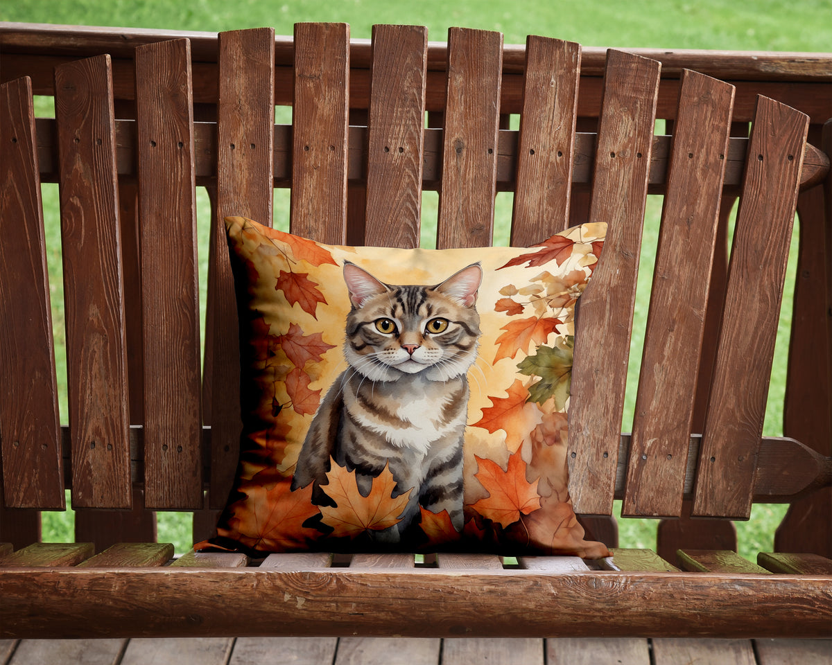 Caroline's Treasures American Bobtail Cat in Fall Leaves Throw Pillow Machine Washable, Indoor Outdoor Decorative - image 2
