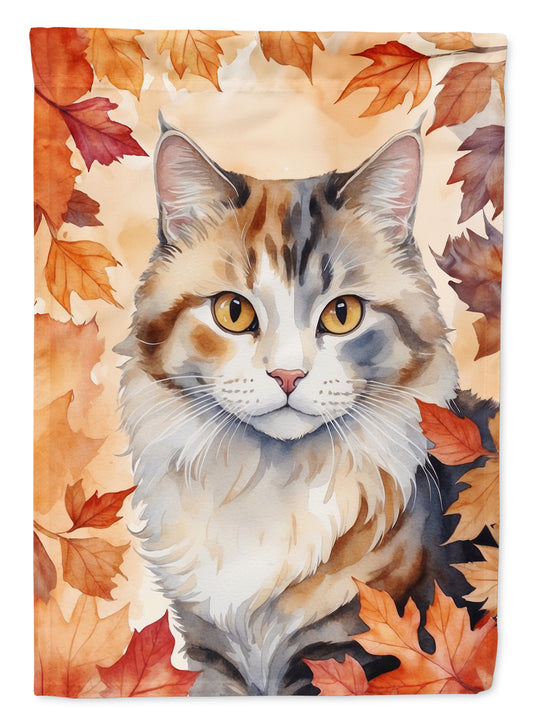 Caroline's Treasures American Curl Cat in Fall Leaves House Flag Large Porch Sleeve Pole Decorative Outside Yard Banner