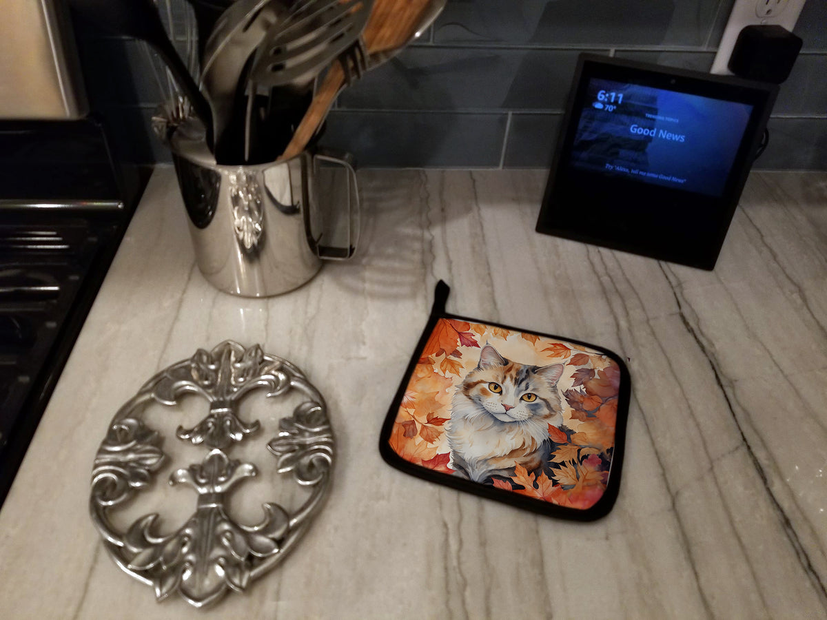 Caroline's Treasures American Curl Cat in Fall Leaves Pair of Pot Holders Kitchen Heat Resistant Pot Holders Sets Oven - image 3