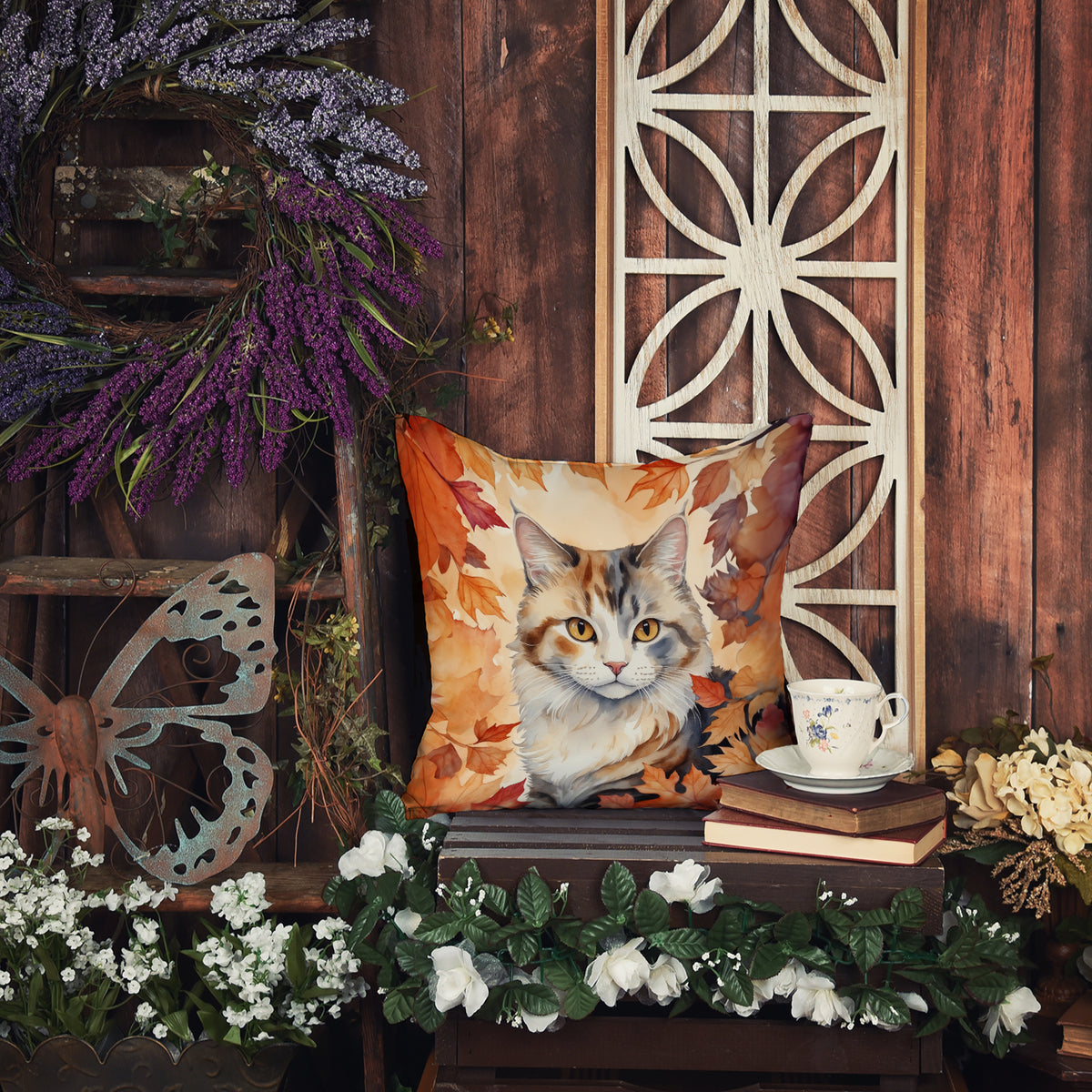 Caroline's Treasures American Curl Cat in Fall Leaves Throw Pillow Machine Washable, Indoor Outdoor Decorative Pillow - image 6