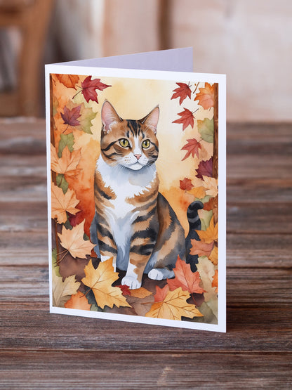 Caroline's Treasures American Polydactyl Cat in Fall Leaves Greeting Cards Pack of 8 Blank Cards with Envelopes - image 2