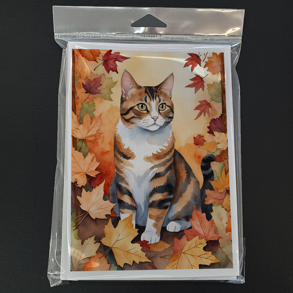 Caroline's Treasures American Polydactyl Cat in Fall Leaves Greeting Cards Pack of 8 Blank Cards with Envelopes - image 3