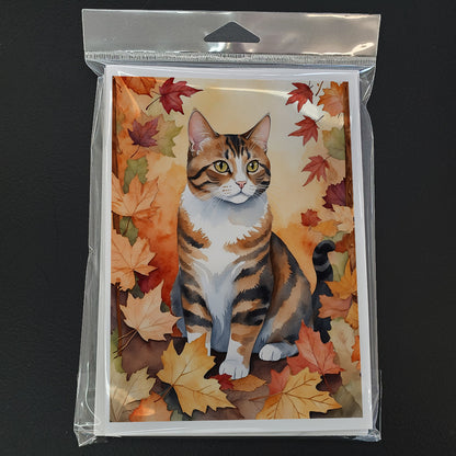 Caroline's Treasures American Polydactyl Cat in Fall Leaves Greeting Cards Pack of 8 Blank Cards with Envelopes - image 3