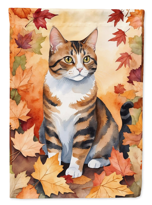 Caroline's Treasures American Polydactyl Cat in Fall Leaves Garden Flag Mailbox Flag Decorative Yard Flag Banner