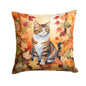 Caroline's Treasures American Polydactyl Cat in Fall Leaves Throw Pillow Machine Washable, Indoor Outdoor Decorative