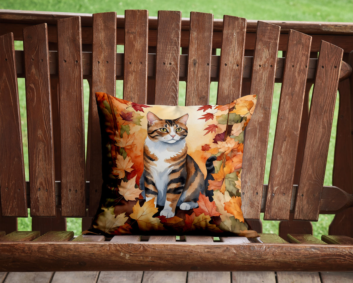 Caroline's Treasures American Polydactyl Cat in Fall Leaves Throw Pillow Machine Washable, Indoor Outdoor Decorative - image 2