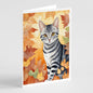 Caroline's Treasures American Shorthair Cat in Fall Leaves Greeting Cards Pack of 8 Blank Cards with Envelopes