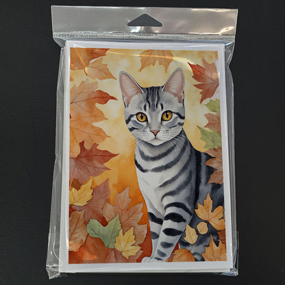 Caroline's Treasures American Shorthair Cat in Fall Leaves Greeting Cards Pack of 8 Blank Cards with Envelopes - image 3