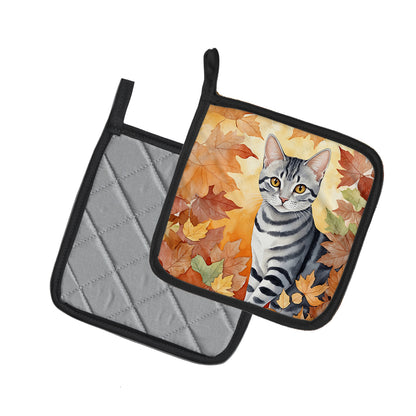 Caroline's Treasures American Shorthair Cat in Fall Leaves Pair of Pot Holders Kitchen Heat Resistant Pot Holders Sets - image 2