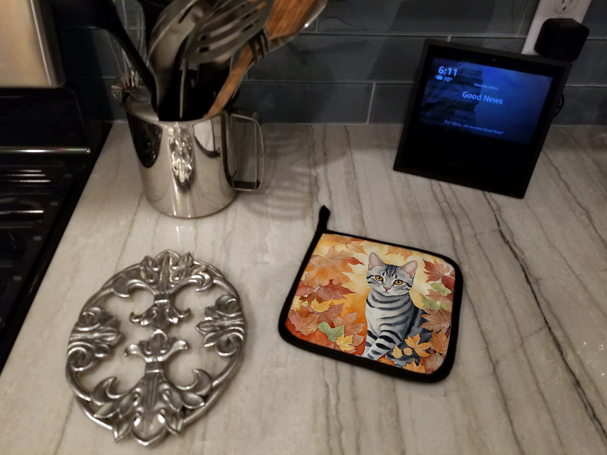 Caroline's Treasures American Shorthair Cat in Fall Leaves Pair of Pot Holders Kitchen Heat Resistant Pot Holders Sets - image 3