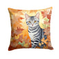 Caroline's Treasures American Shorthair Cat in Fall Leaves Throw Pillow Machine Washable, Indoor Outdoor Decorative