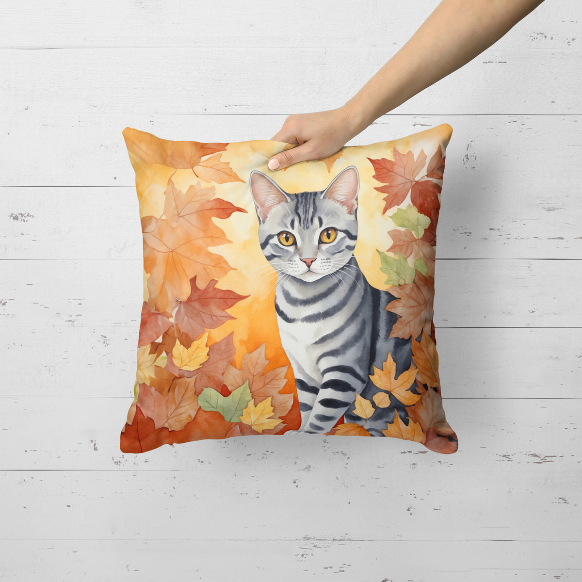 Caroline's Treasures American Shorthair Cat in Fall Leaves Throw Pillow Machine Washable, Indoor Outdoor Decorative - image 2