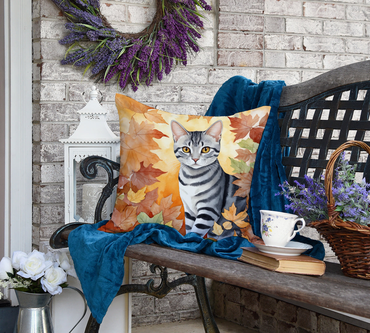 Caroline's Treasures American Shorthair Cat in Fall Leaves Throw Pillow Machine Washable, Indoor Outdoor Decorative - image 4