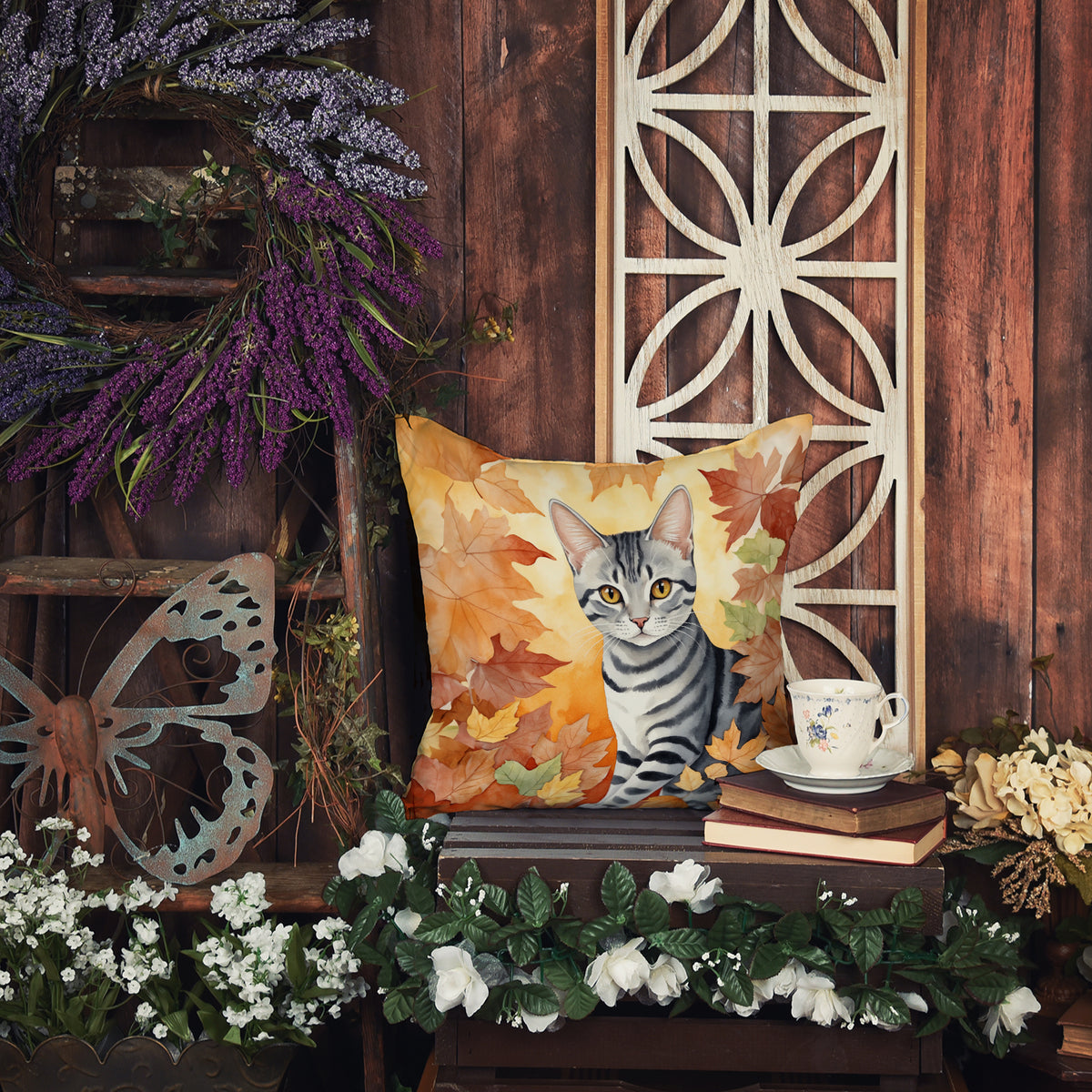 Caroline's Treasures American Shorthair Cat in Fall Leaves Throw Pillow Machine Washable, Indoor Outdoor Decorative - image 6