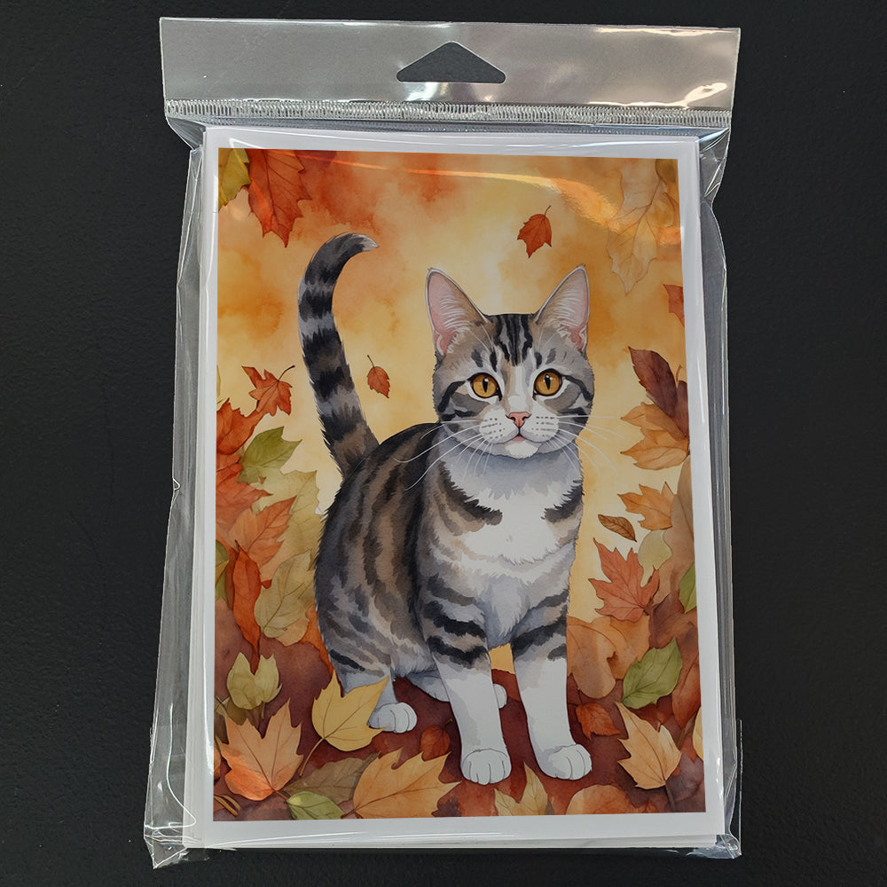 Caroline's Treasures American Wirehair Cat in Fall Leaves Greeting Cards Pack of 8 Blank Cards with Envelopes Whimsical - image 3