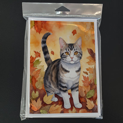 Caroline's Treasures American Wirehair Cat in Fall Leaves Greeting Cards Pack of 8 Blank Cards with Envelopes Whimsical - image 3