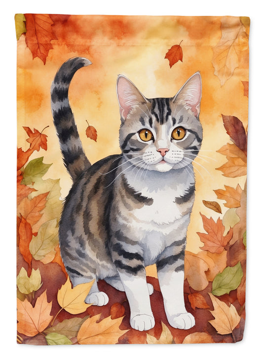 Caroline's Treasures American Wirehair Cat in Fall Leaves Garden Flag Mailbox Flag Decorative Yard Flag Banner Outside
