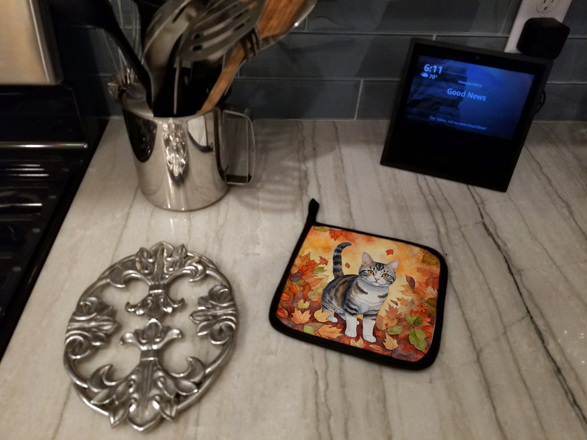 Caroline's Treasures American Wirehair Cat in Fall Leaves Pair of Pot Holders Kitchen Heat Resistant Pot Holders Sets - image 3