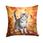 Caroline's Treasures American Wirehair Cat in Fall Leaves Throw Pillow Machine Washable, Indoor Outdoor Decorative