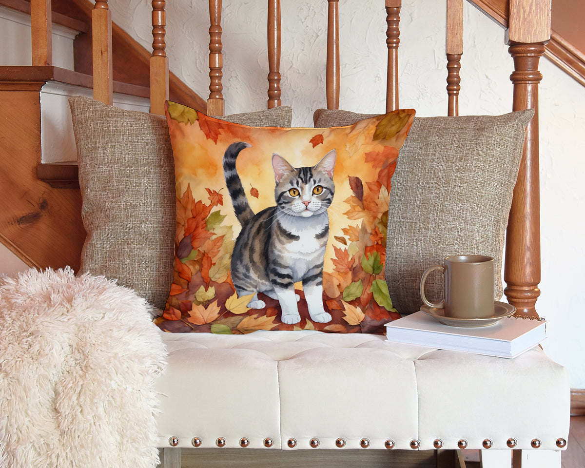 Caroline's Treasures American Wirehair Cat in Fall Leaves Throw Pillow Machine Washable, Indoor Outdoor Decorative - image 3